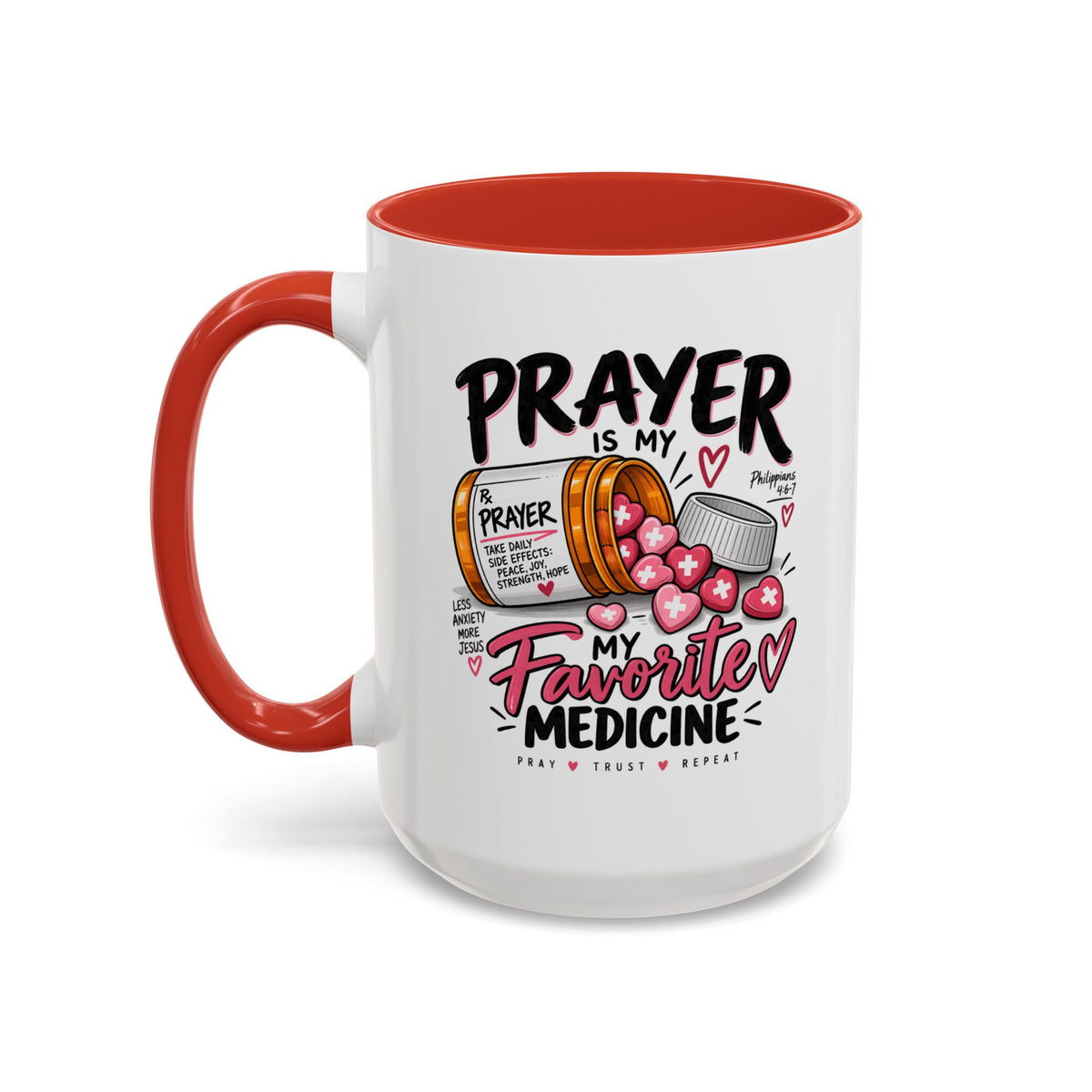 Prayer Is My Favorite Medicine Accent Coffee Mug – Inspirational Religious Gift
