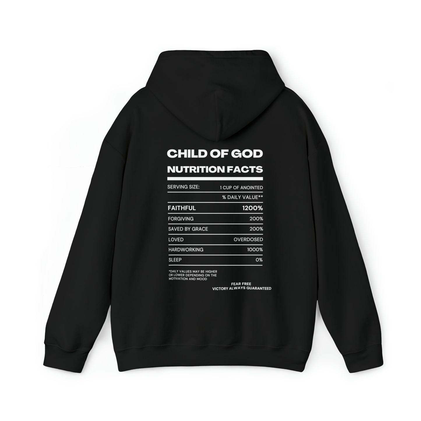 Child Of God Nutrition Facts Unisex Hooded Sweatshirt Printify