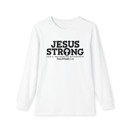 Jesus Strong I Can Do All Things Youth Christian Long Sleeve Pajama Set