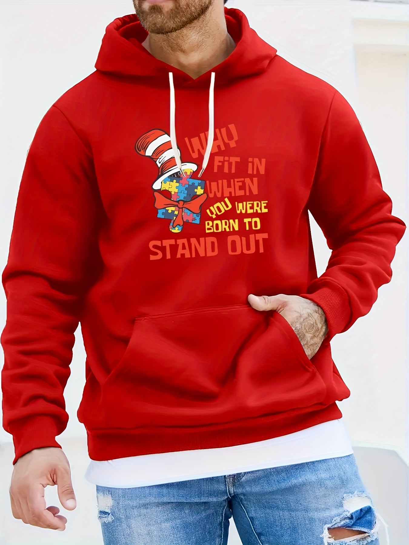 Why Fit In When You Were Born To Stand Out Men's Christian Pullover Hooded Sweatshirt claimedbygoddesigns