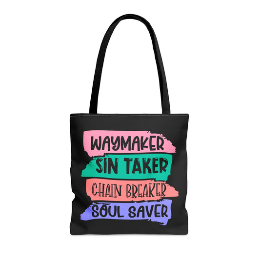 Waymaker Sin Taker Chain Breaker Soul Saver Christian Tote Bag Printify