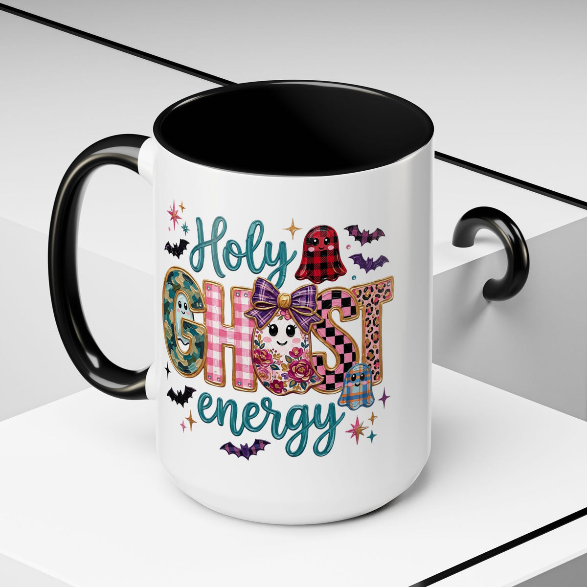 Accent Christian Coffee Mug — "Holy Ghost Energy" Halloween Cute Spooky Ceramic Mug (11/15oz)