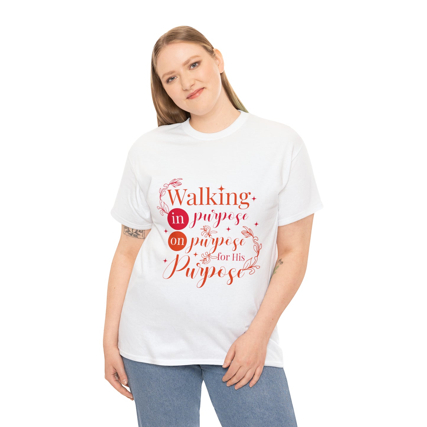 Walking In Purpose On Purpose For His Purpose Unisex Heavy Cotton Tee