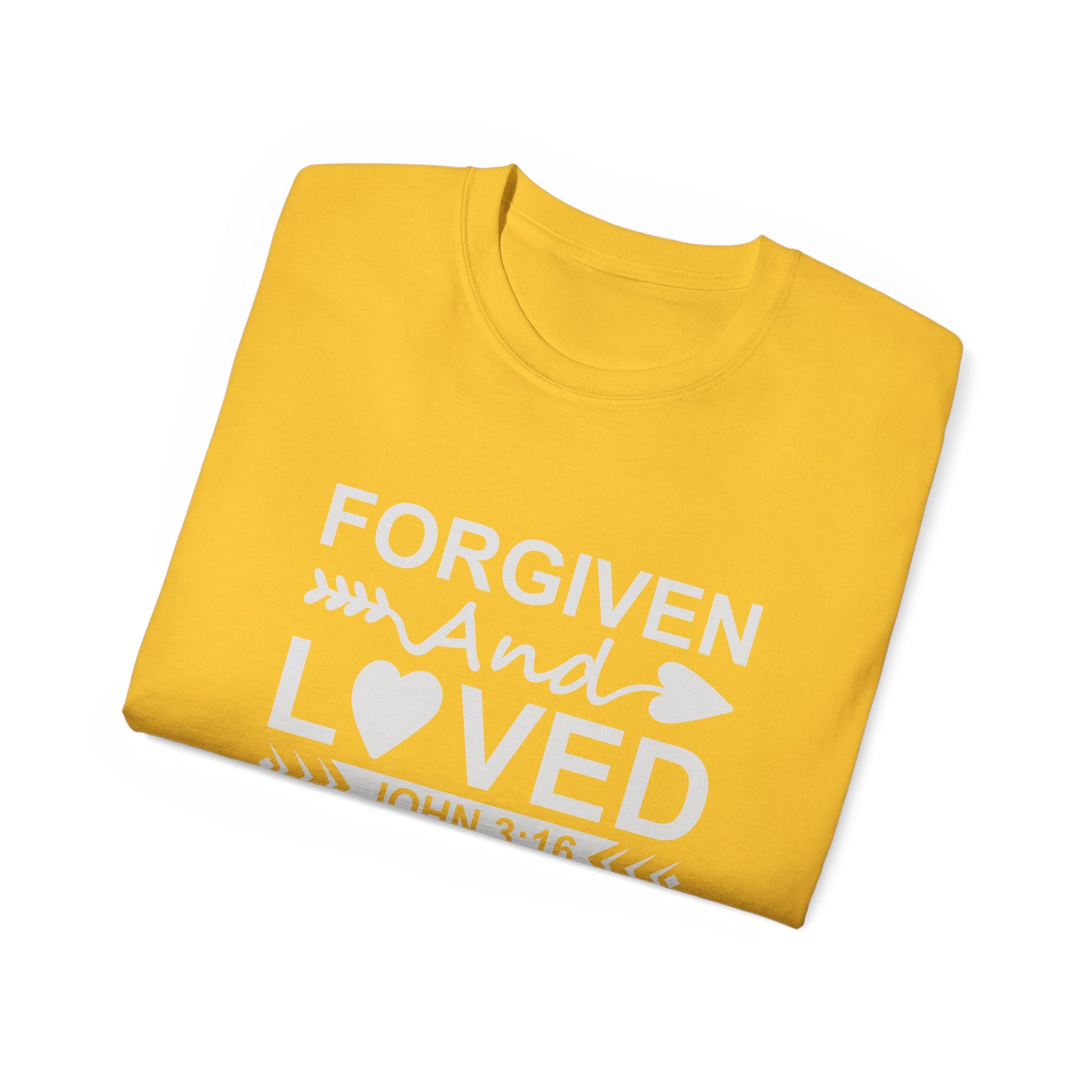 John 3:16 Forgiven And Loved Unisex Christian Ultra Cotton Tee Printify