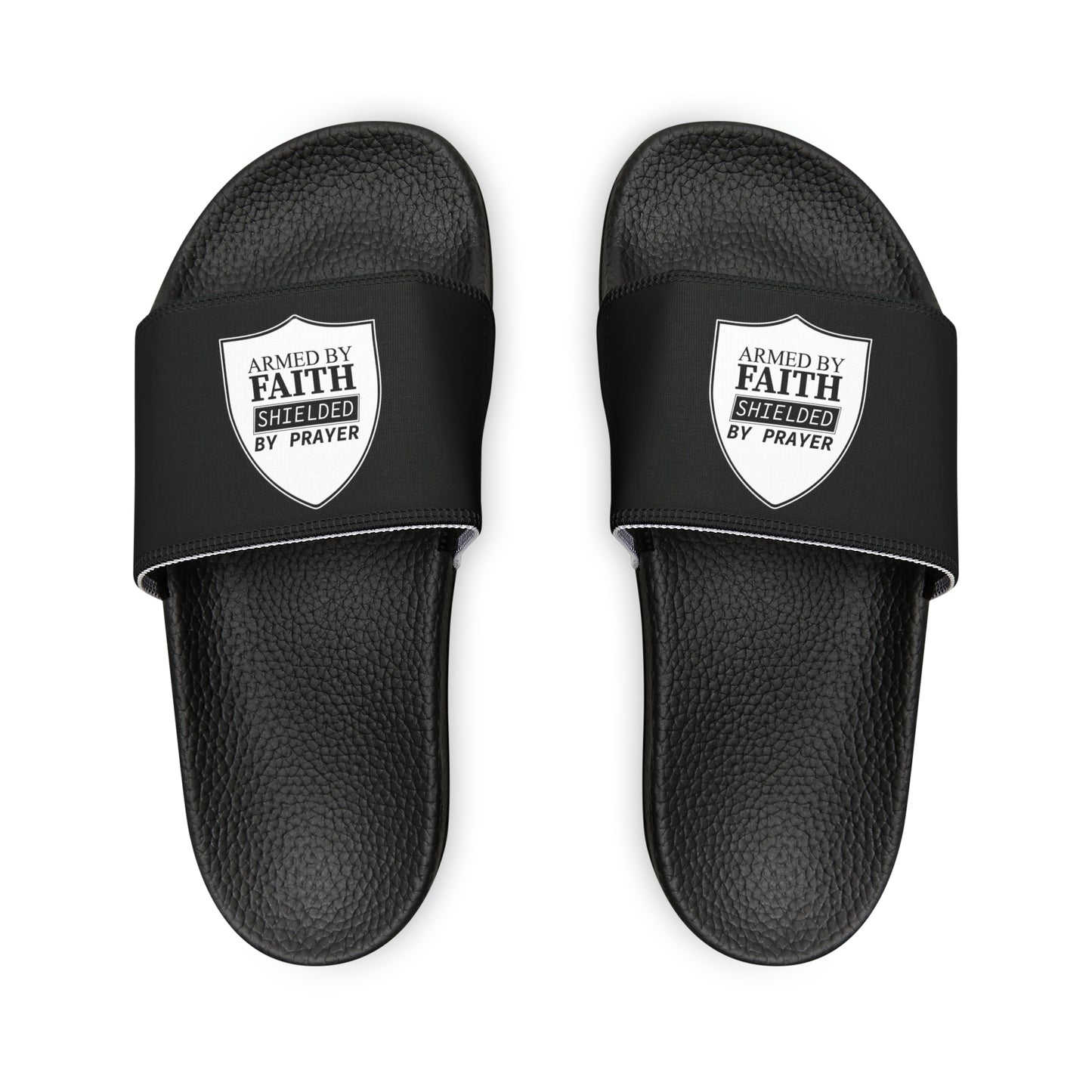 Armed By Faith Shielded By Prayer Women's PU Christian Slide Sandals Printify