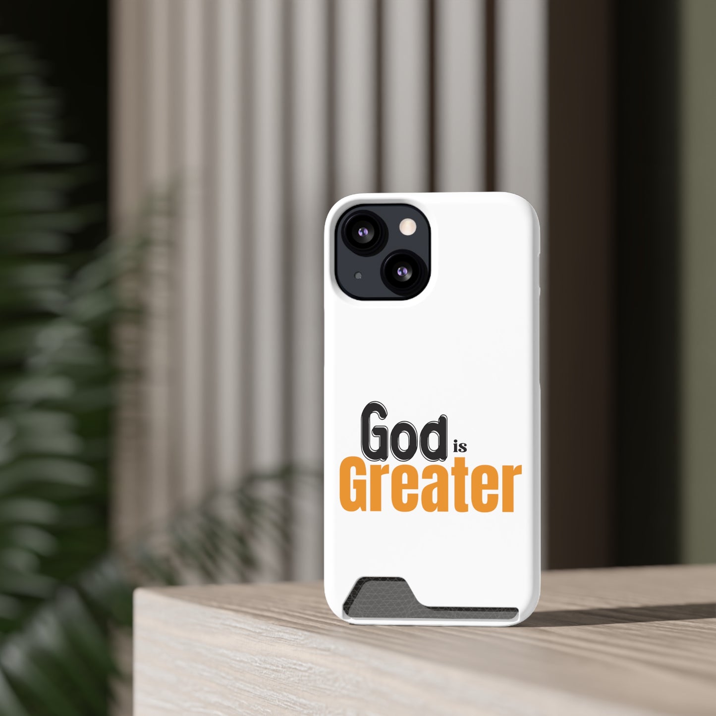 God Is Greater Christian Phone Case With Card Holder Printify