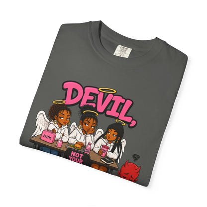 You Can't Sit With Us T-Shirt — 'Devil' Funny Girls Desk Graphic Tee