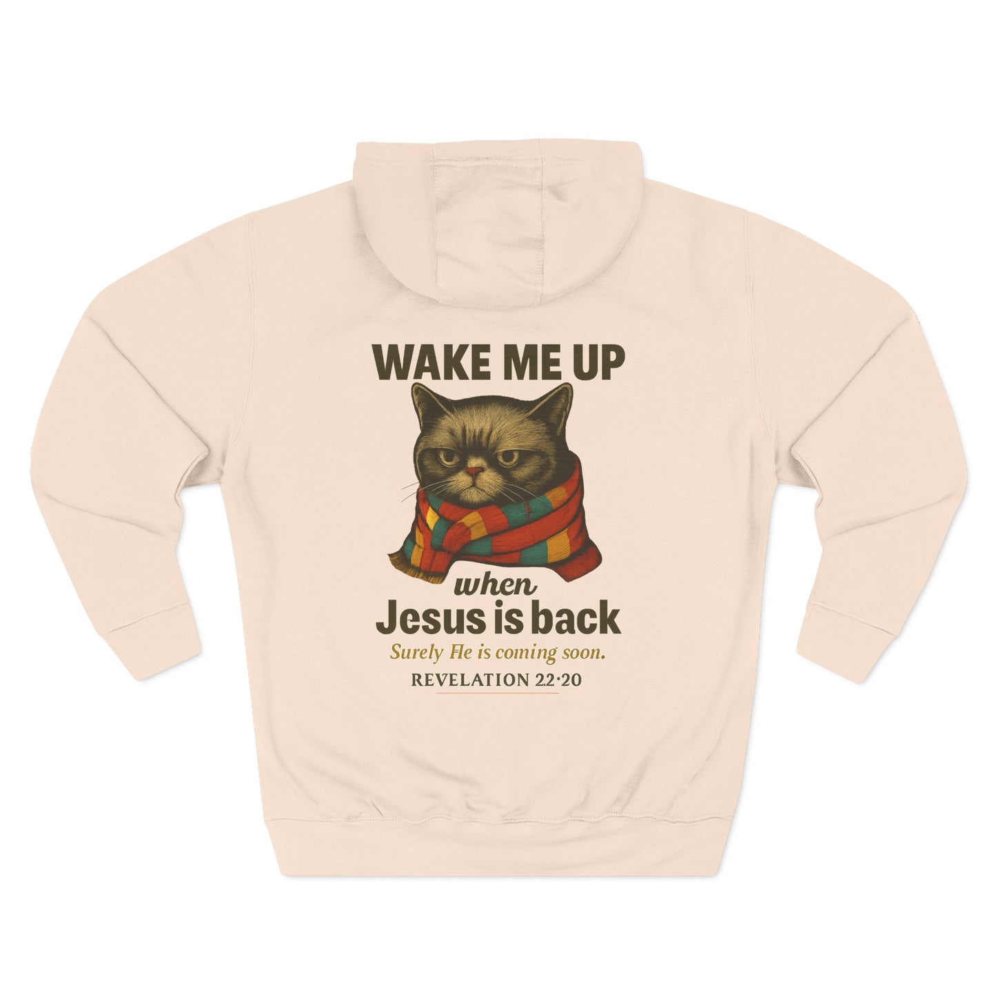 Warm Fleece Hoodie for Cat Lovers - Wake Me Up When He is Back, Cozy Pullover, Gifts for Christmas, Fall, and Winter