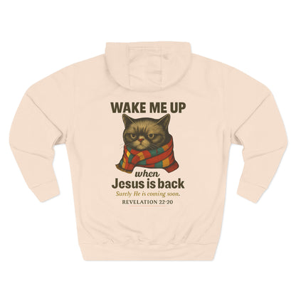Warm Fleece Hoodie for Cat Lovers - Wake Me Up When He is Back, Cozy Pullover, Gifts for Christmas, Fall, and Winter