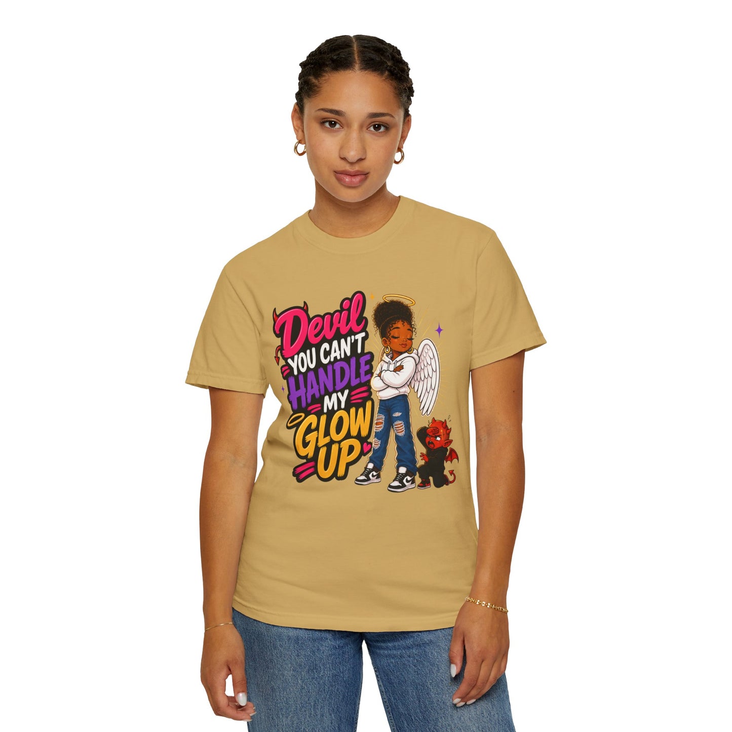 Devil You Can't Handle My Glow Up T-Shirt — Angel Girl Graphic Tee - ClaimedbyGodDesigns