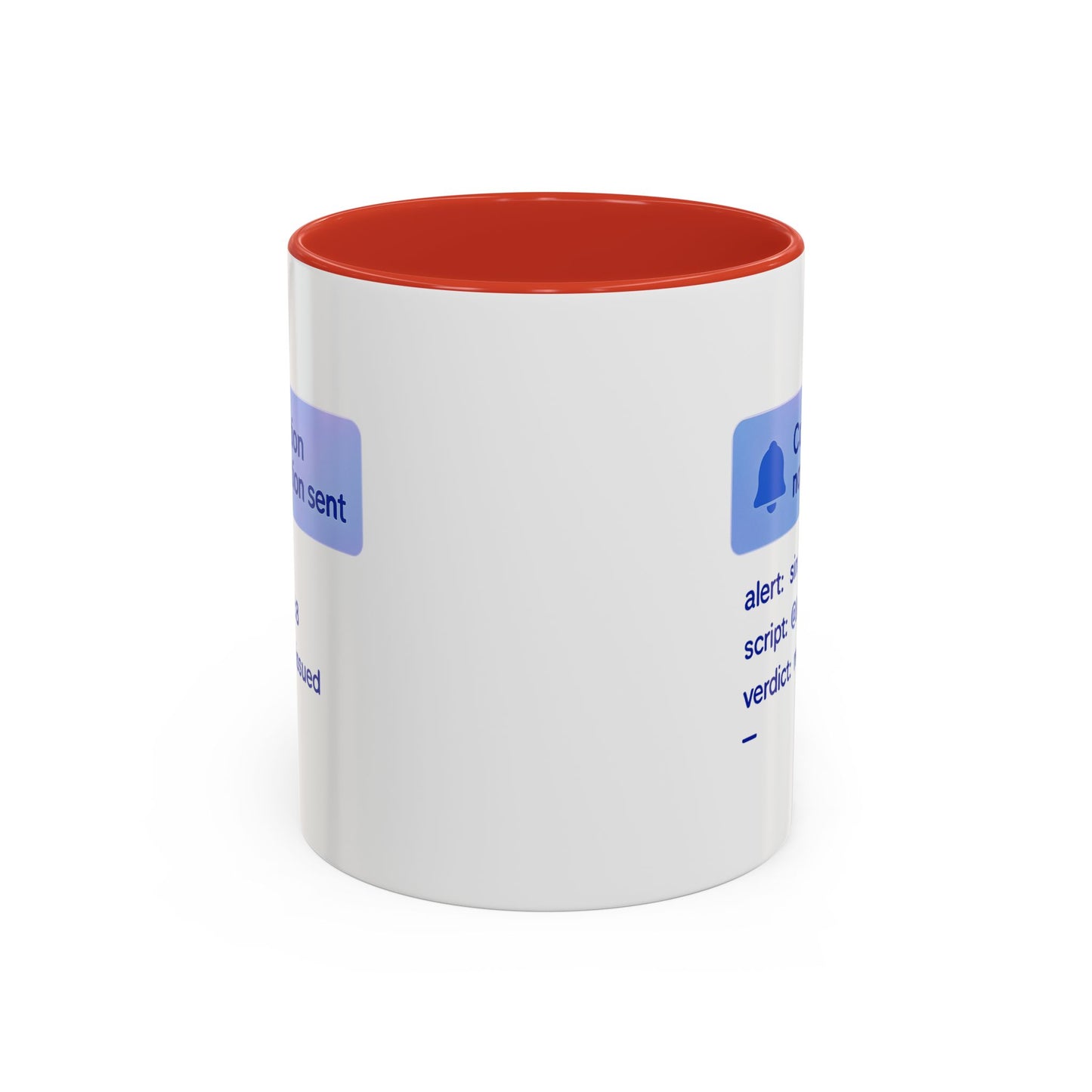 Conviction Notification Accent Coffee Mug - Unique Gift for Christians, Bible Study, Inspirational Drinkware, Alert and Verdict Theme - ClaimedbyGodDesigns