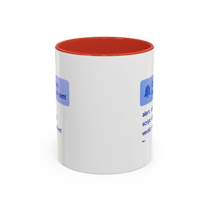 Conviction Notification Accent Coffee Mug - Unique Gift for Christians, Bible Study, Inspirational Drinkware, Alert and Verdict Theme - ClaimedbyGodDesigns