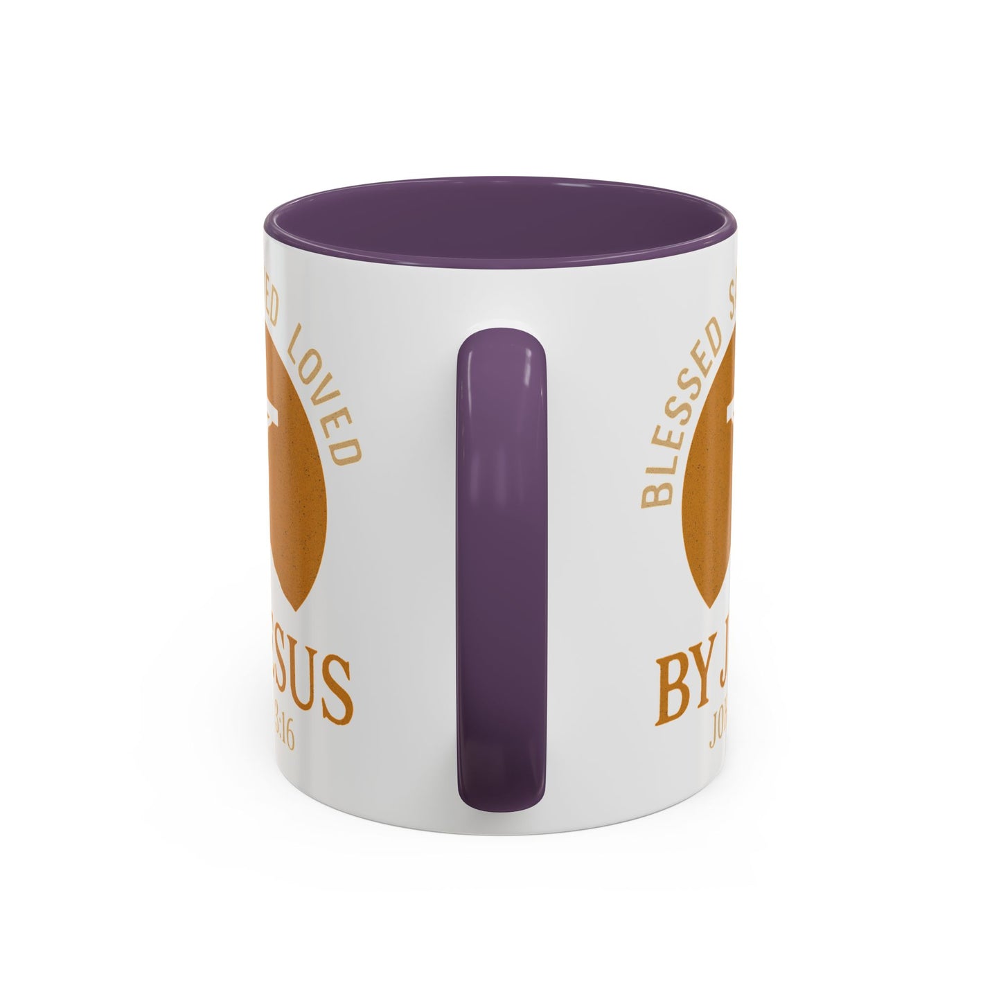 Inspirational Accent Coffee Mug - Blessed, Saved, Loved by Him | John 3:16