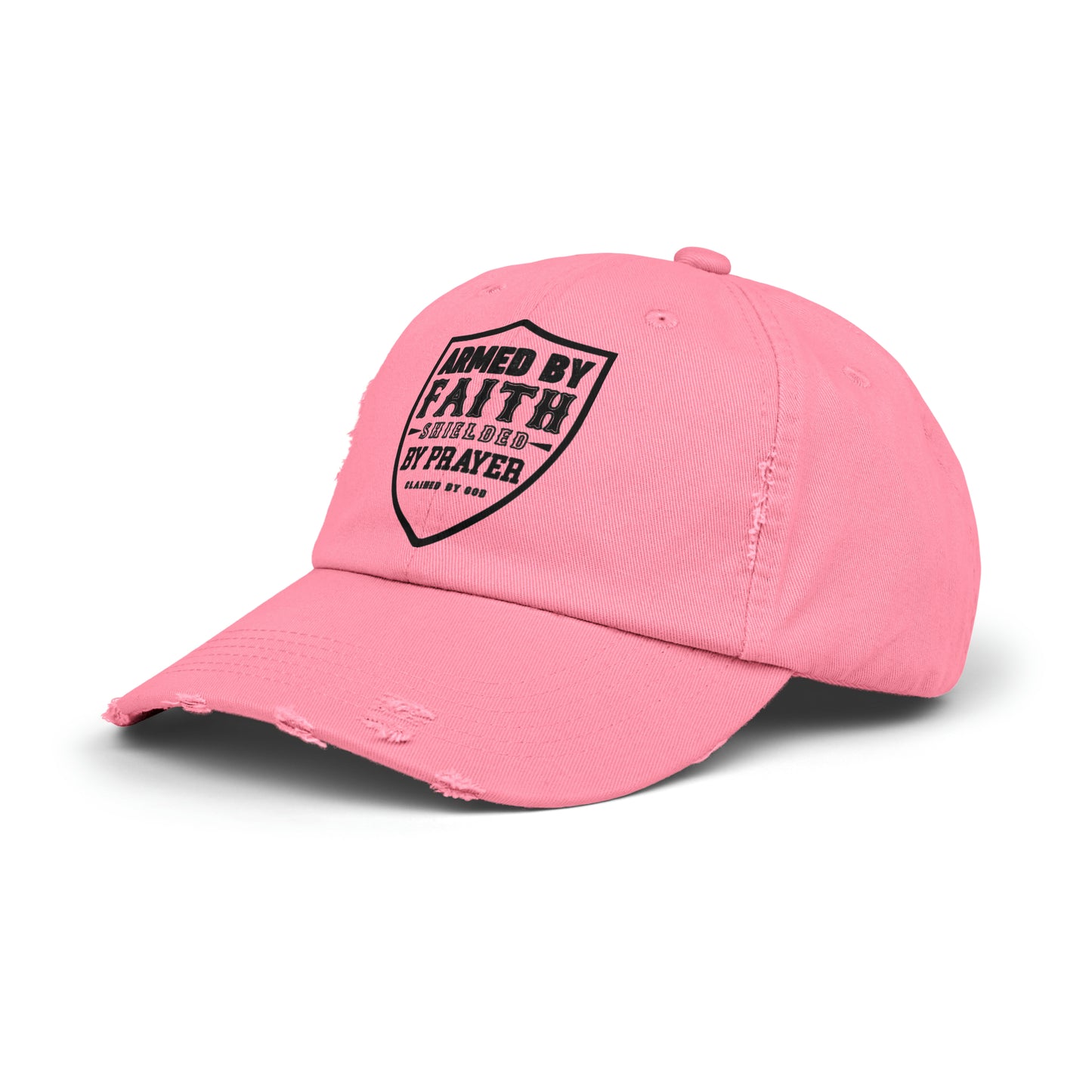 Armed By Faith Shielded By Prayer Unisex Christian Distressed Hat Printify