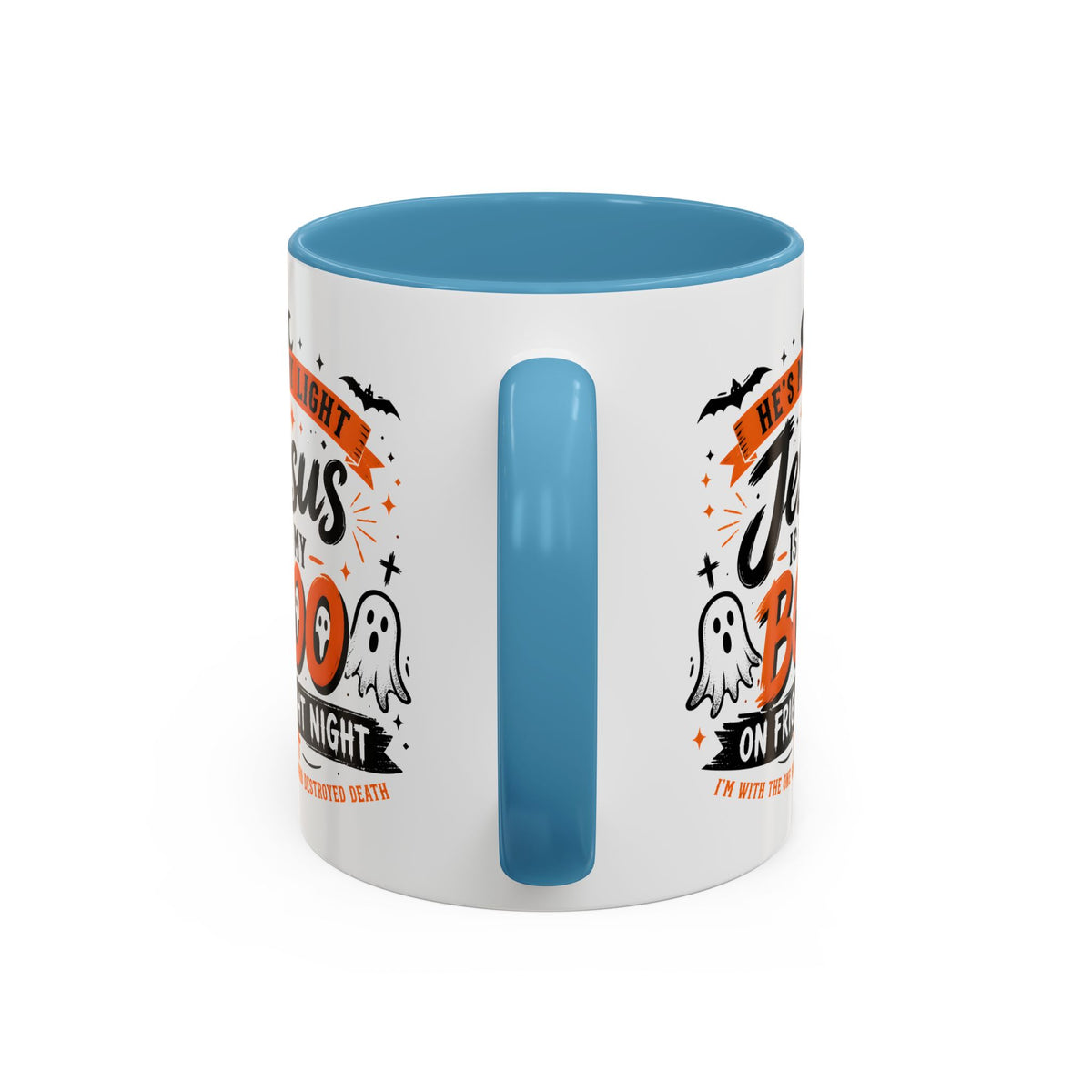 Christian Coffee Mug — "He's My Light, Jesus Is My Boo" Halloween Accent Mug