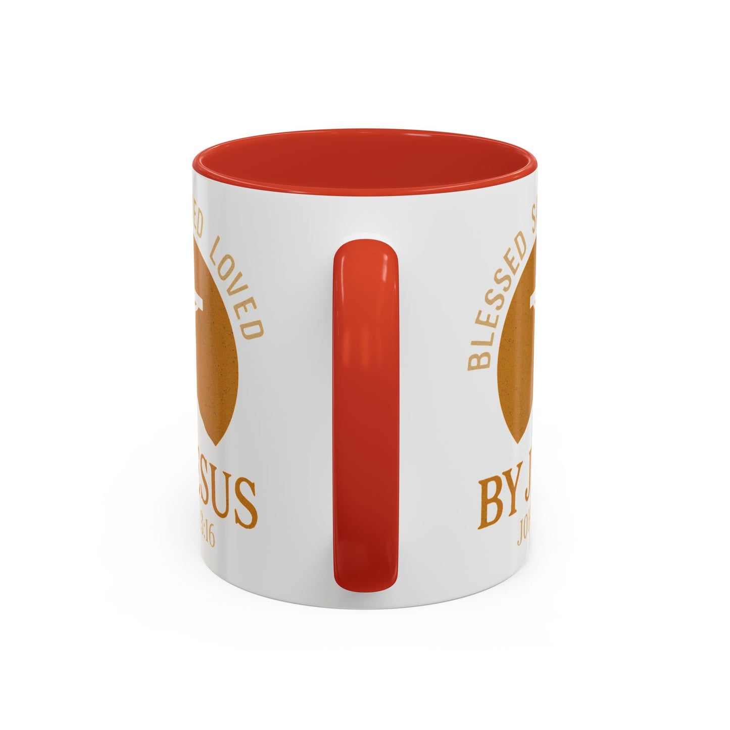 Inspirational Accent Coffee Mug - Blessed, Saved, Loved by Him | John 3:16
