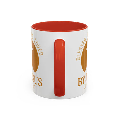 Inspirational Accent Coffee Mug - Blessed, Saved, Loved by Him | John 3:16