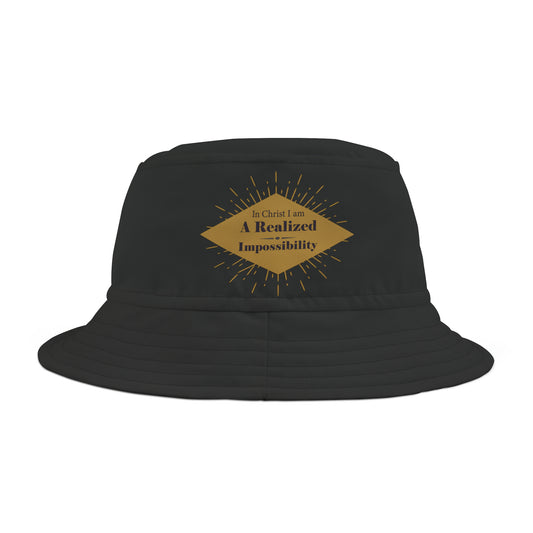 In Christ I Am A Realized Impossibility Christian Bucket Hat (AOP) Printify