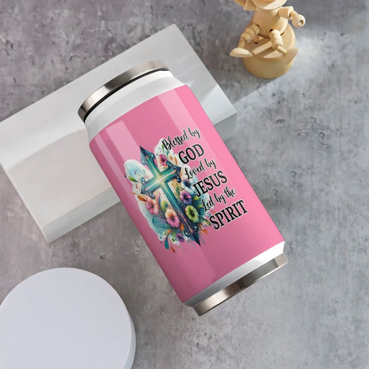 Blessed By God Loved By Jesus Led By The Spirit Unique Christian Stainless Steel Tumbler with Straw SALE-Personal Design