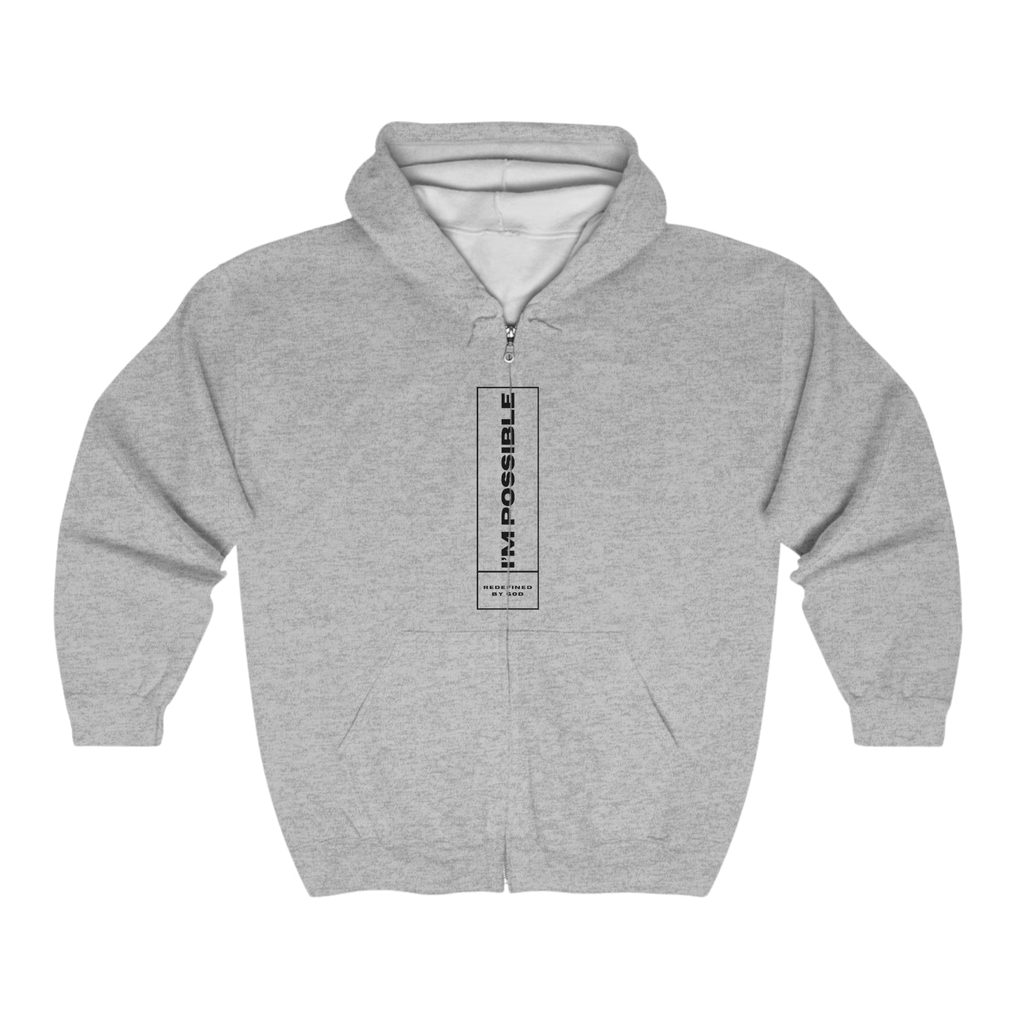 I'm Possible Redefined By God Christian Unisex Heavy Blend Full Zip Hooded Sweatshirt Printify