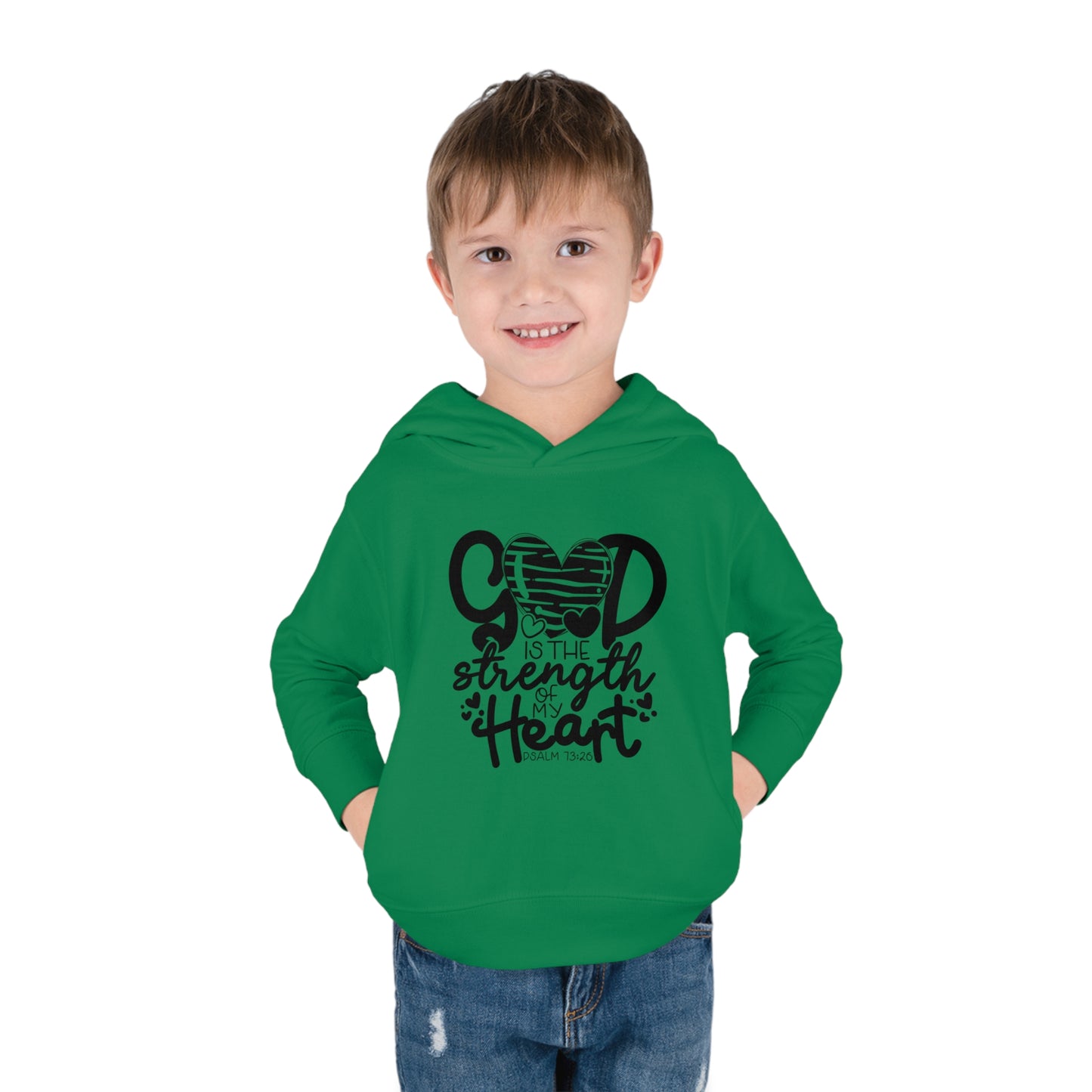 God Is The Strength Of My Heart Christian Toddler Pullover Fleece Hooded Sweatshirt