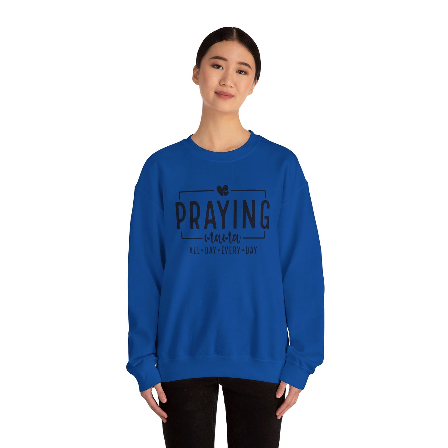 Praying Mama All Day Every Day Women's Heavy Blend™ Crewneck Christian Sweatshirt