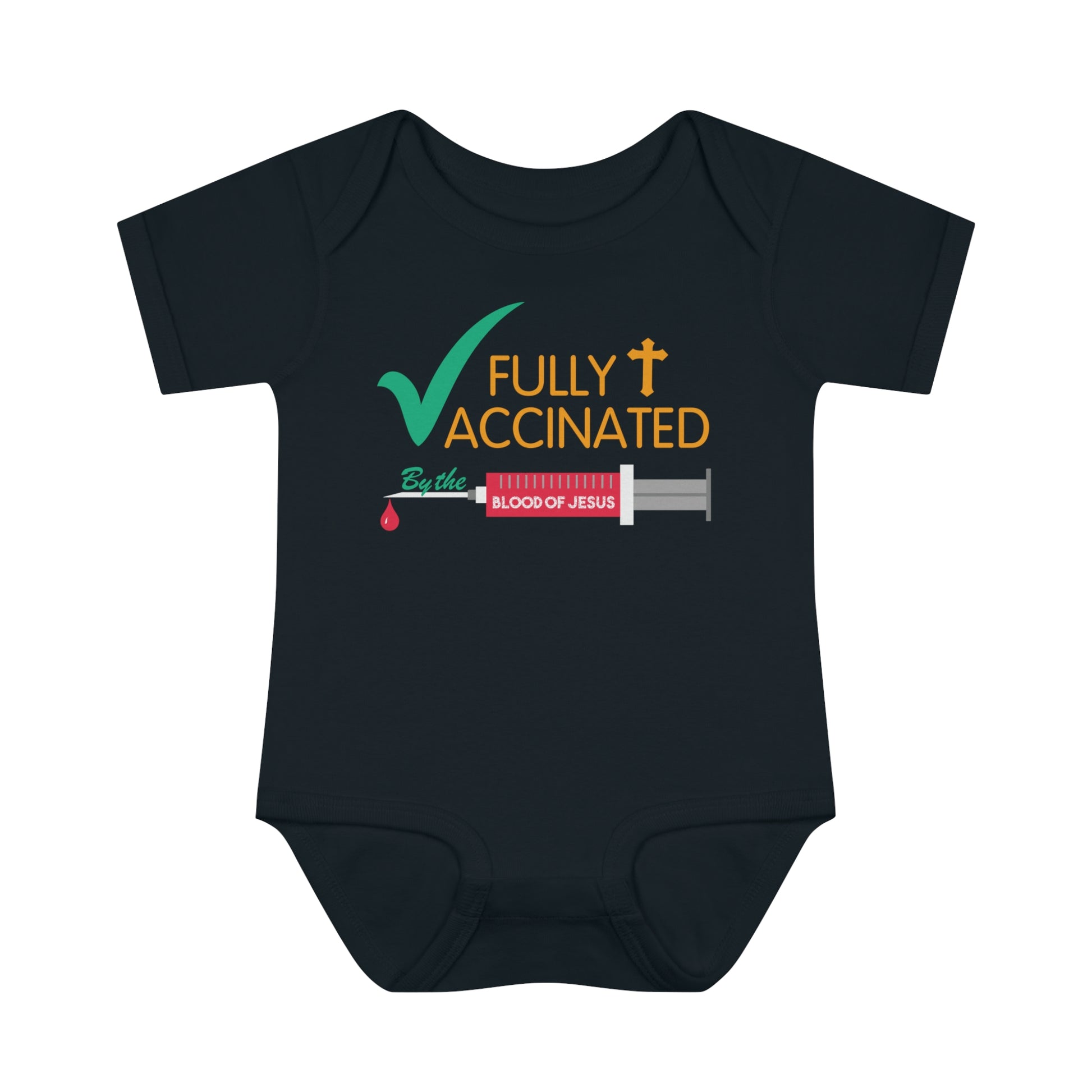 Fully Vaccinated By The Blood Of Jesus Christian Baby Onesie Printify