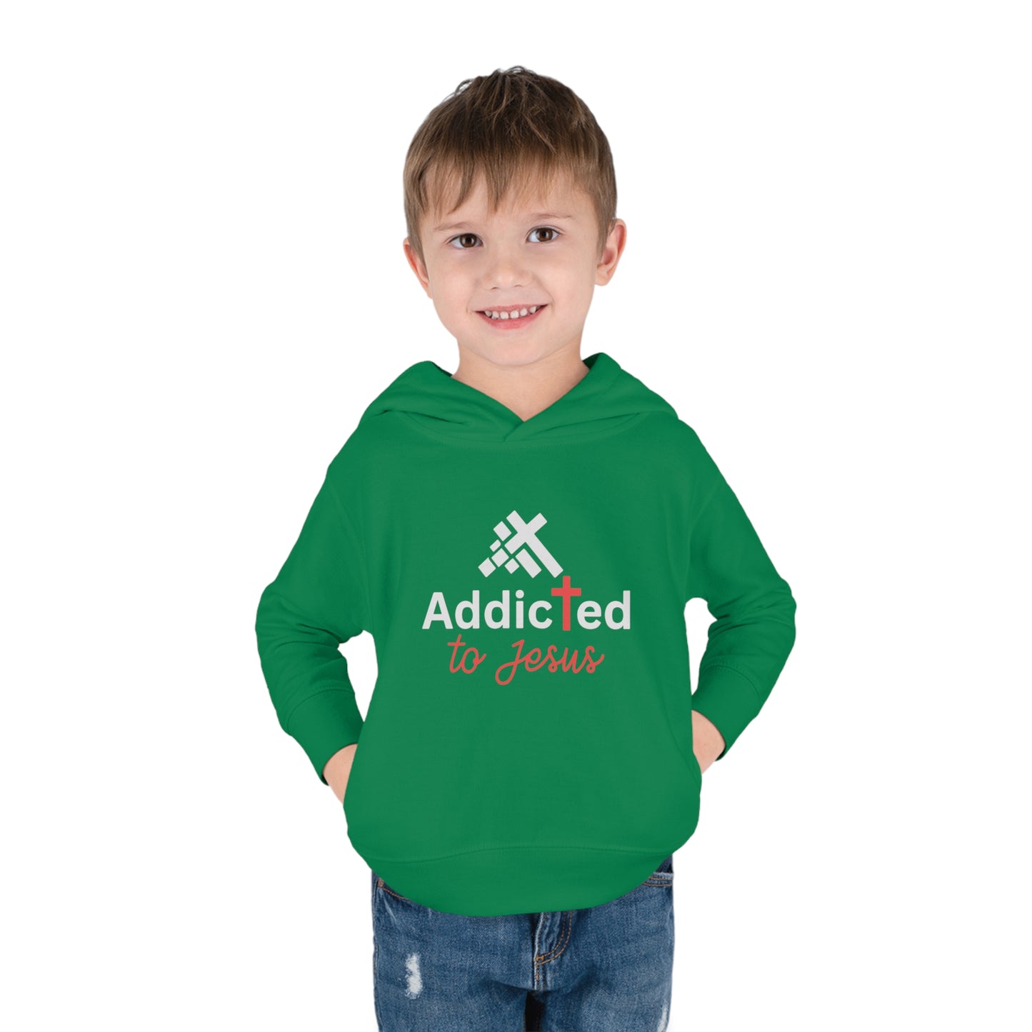 Addicted To Jesus Christian Toddler Pullover Fleece Hooded Sweatshirt