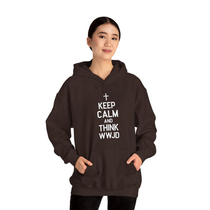 Keep Calm And Think What Would He Do (wwjd)Unisex Christian Hooded Pullover Sweatshirt
