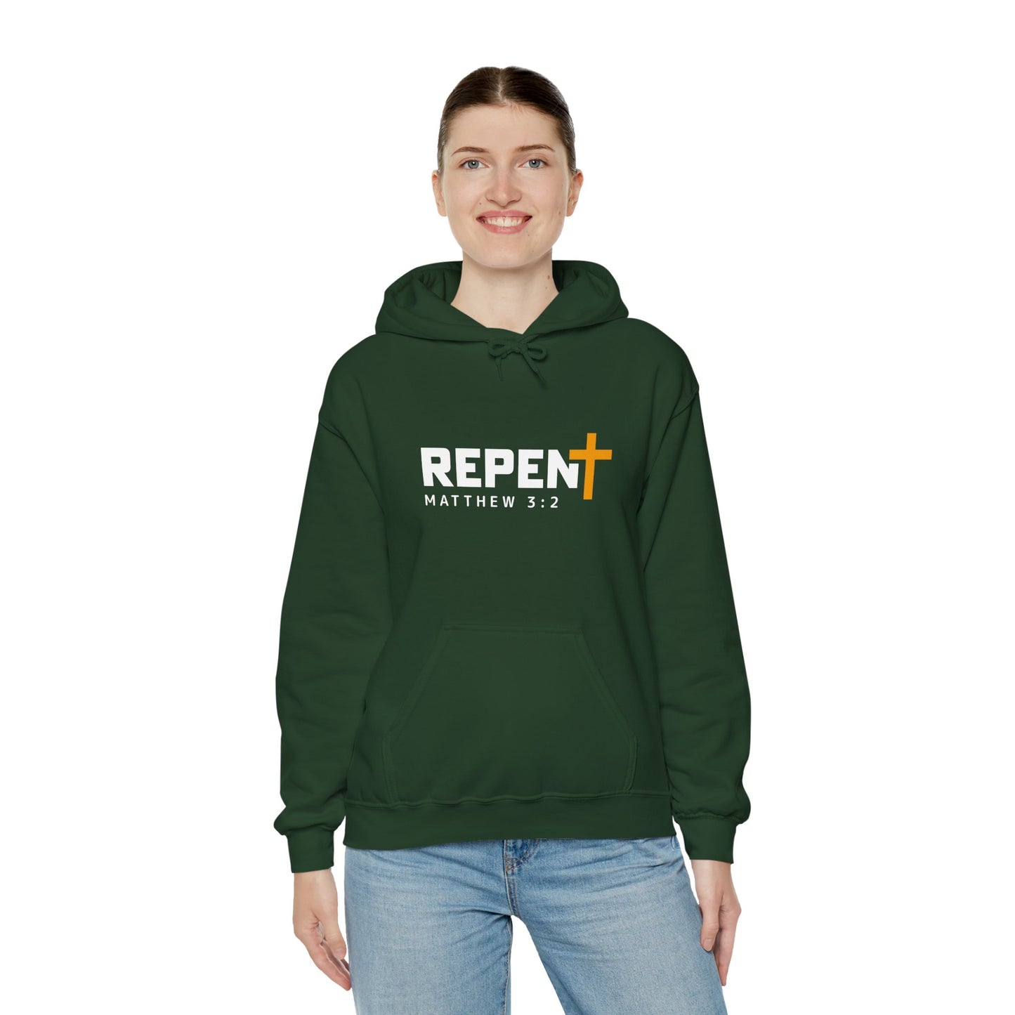 Repent (2) Christian Unisex Hooded Pullover Sweatshirt