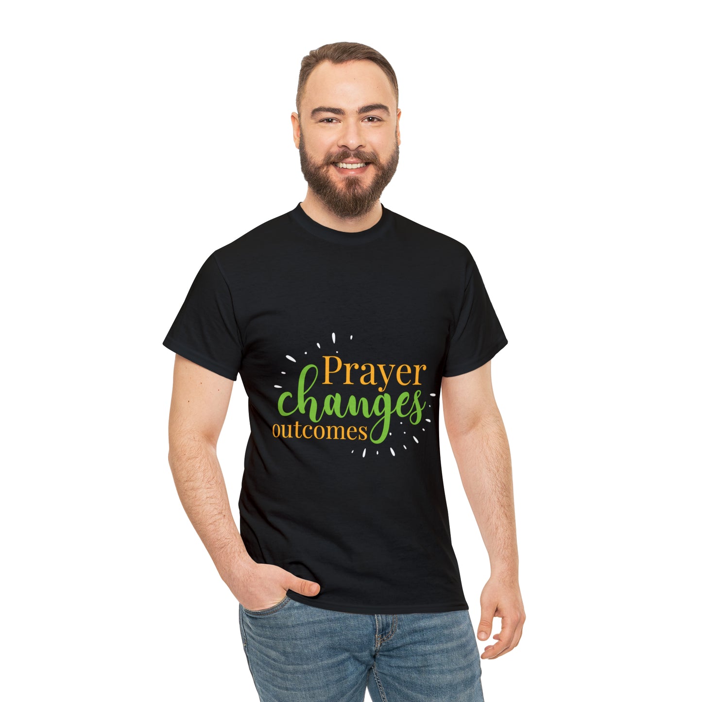 Prayer Changes Outcomes Unisex Heavy Cotton Tee