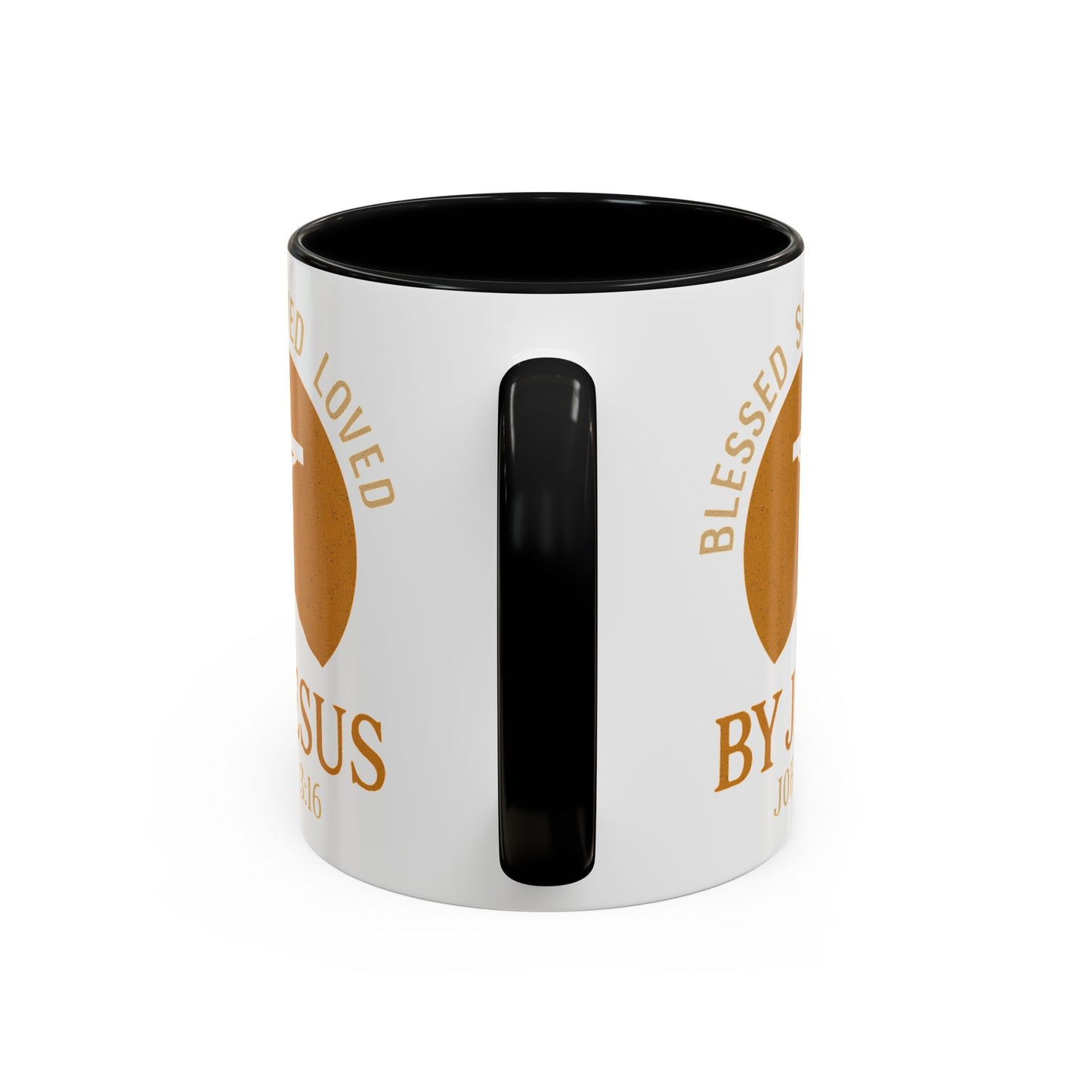 Inspirational Accent Coffee Mug - Blessed, Saved, Loved by Him | John 3:16