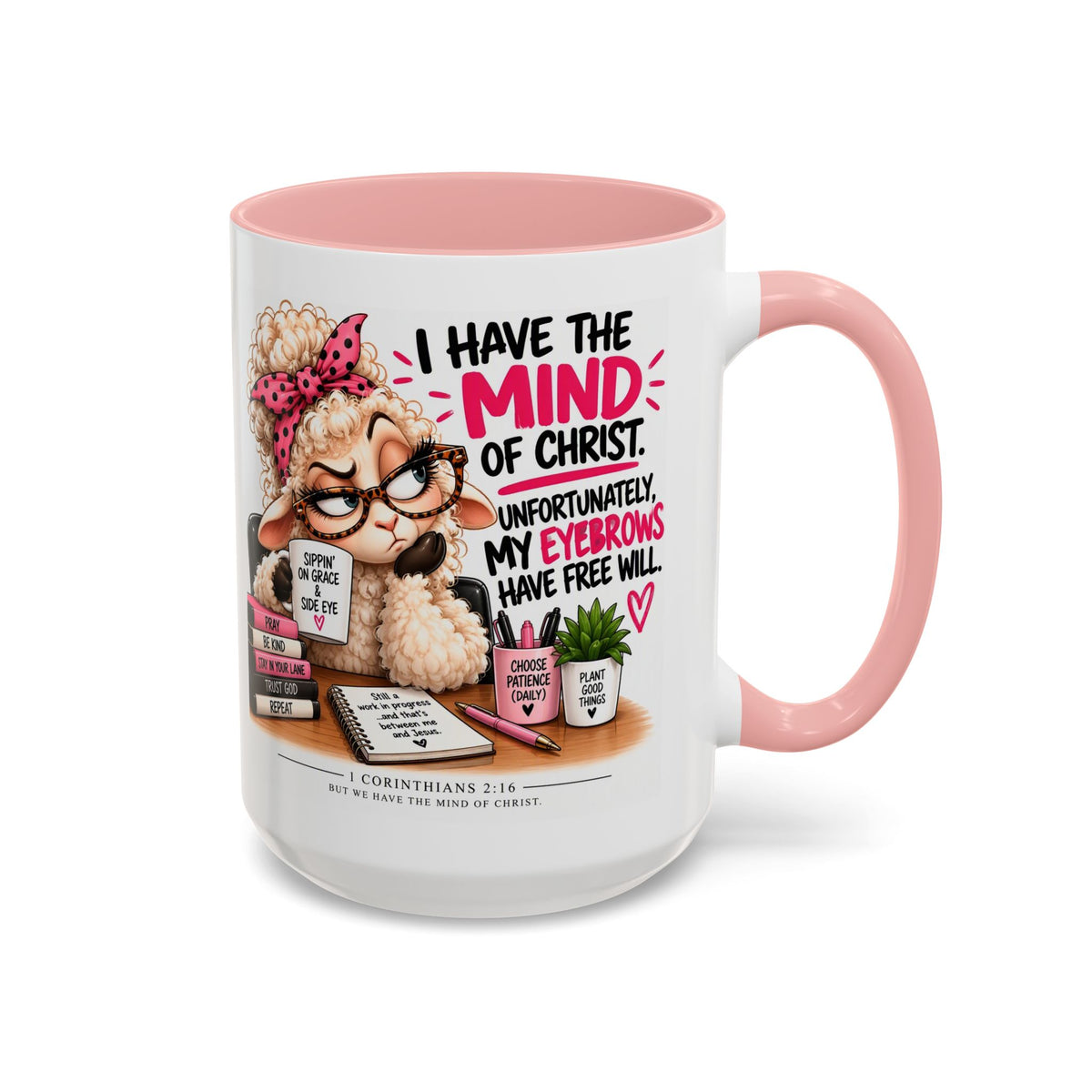 Christian Coffee Mug – "I Have the Mind of Christ" Funny Sheep Design (11/15 oz)