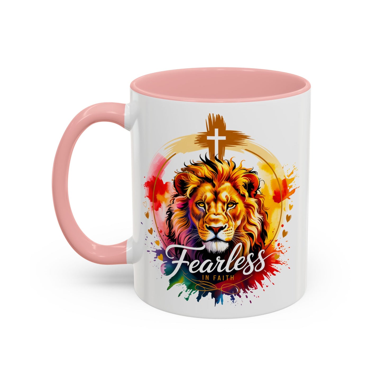 Fearless in Faith Lion Coffee Accent Mug - 11oz & 15oz Inspirational Drinkware