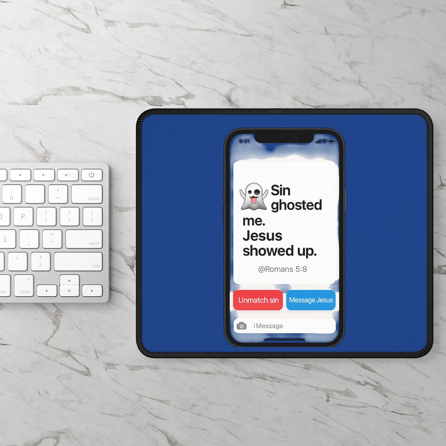 Ghosted Sin Gaming Mouse Pad, Christian Decor, Gamer Gift, Office Desk Accessory, Unique Spiritual Mousepad - ClaimedbyGodDesigns