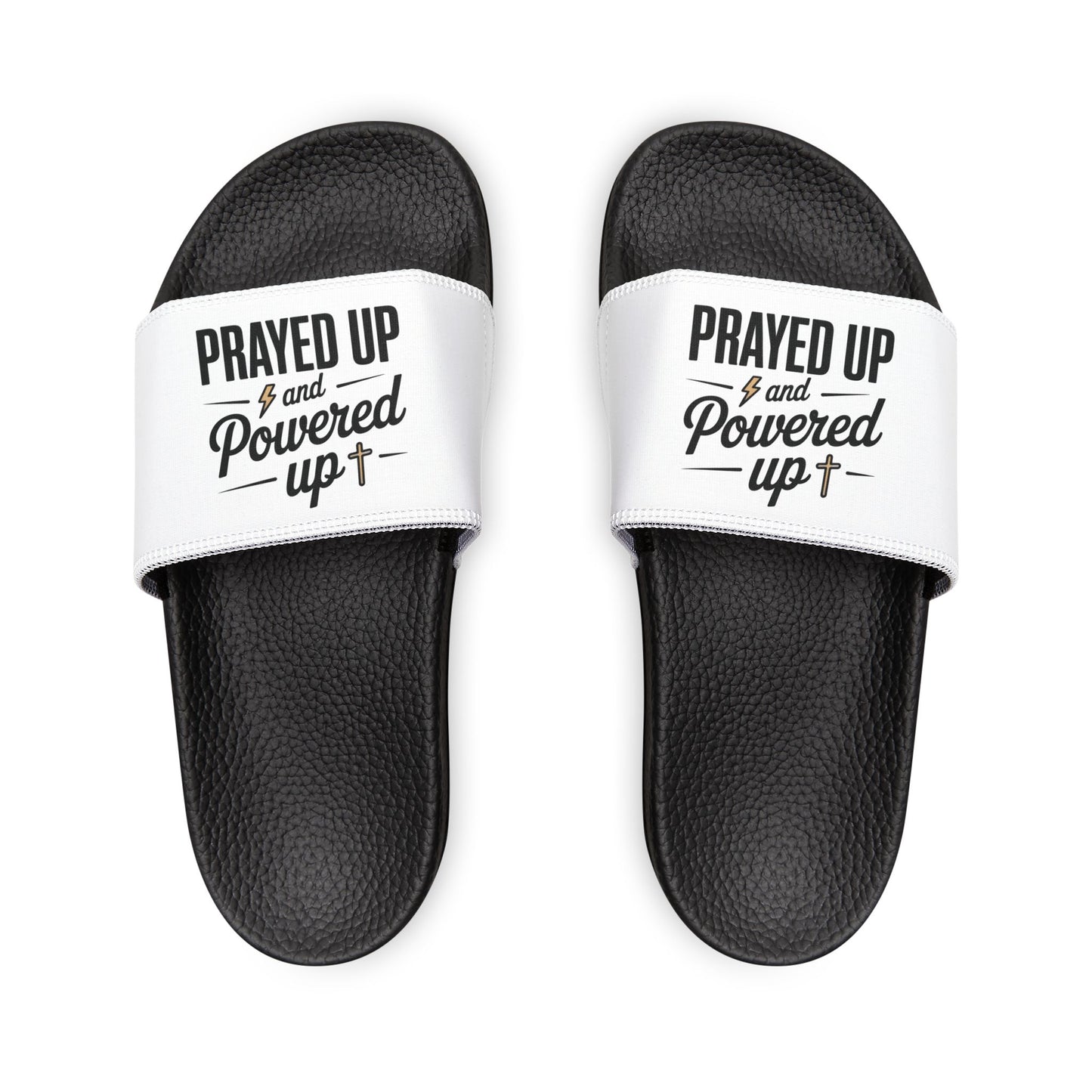 Youth Sandals - "Prayed Up and Powered Up" - Fun Summer Footwear for Kids, Beach Slides, Prayer-Themed Slippers, Gift for Young [...]