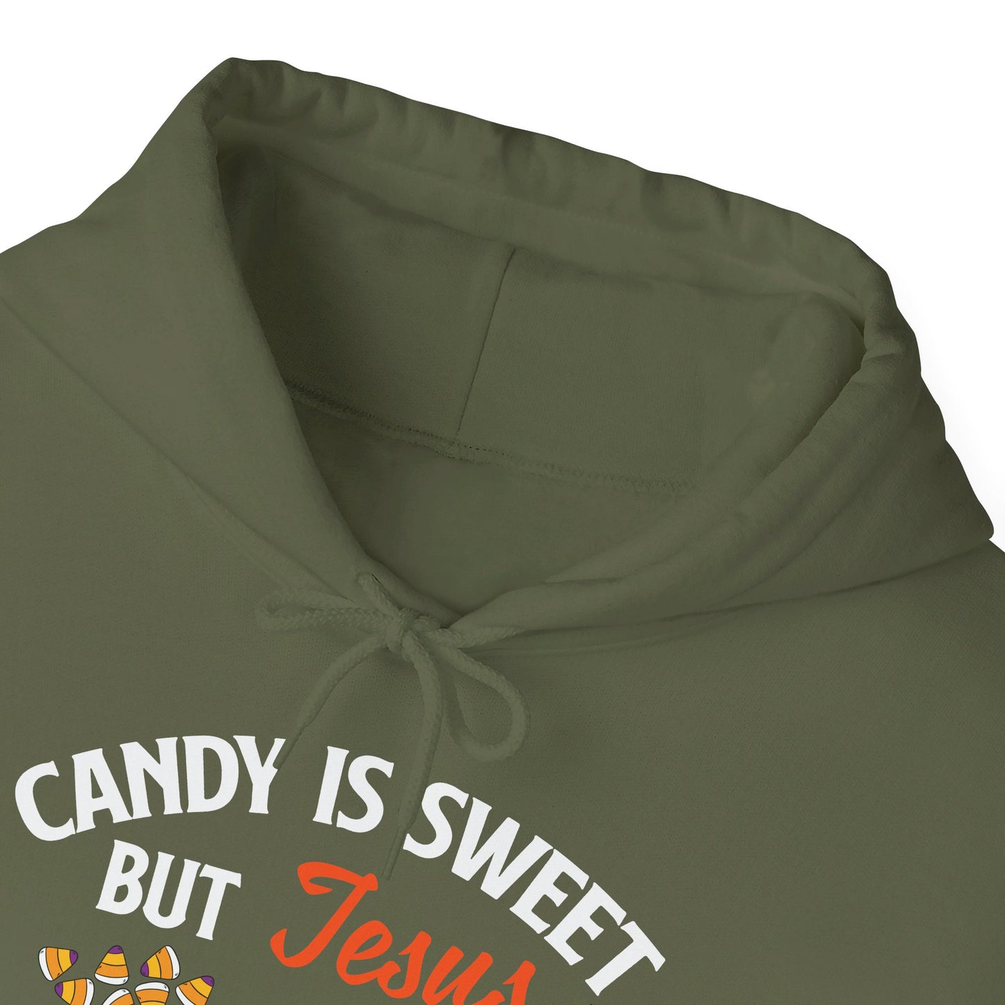 Candy Is Sweet Jesus Is Sweeter Halloween Unisex Christian Pullover Hooded Sweatshirt