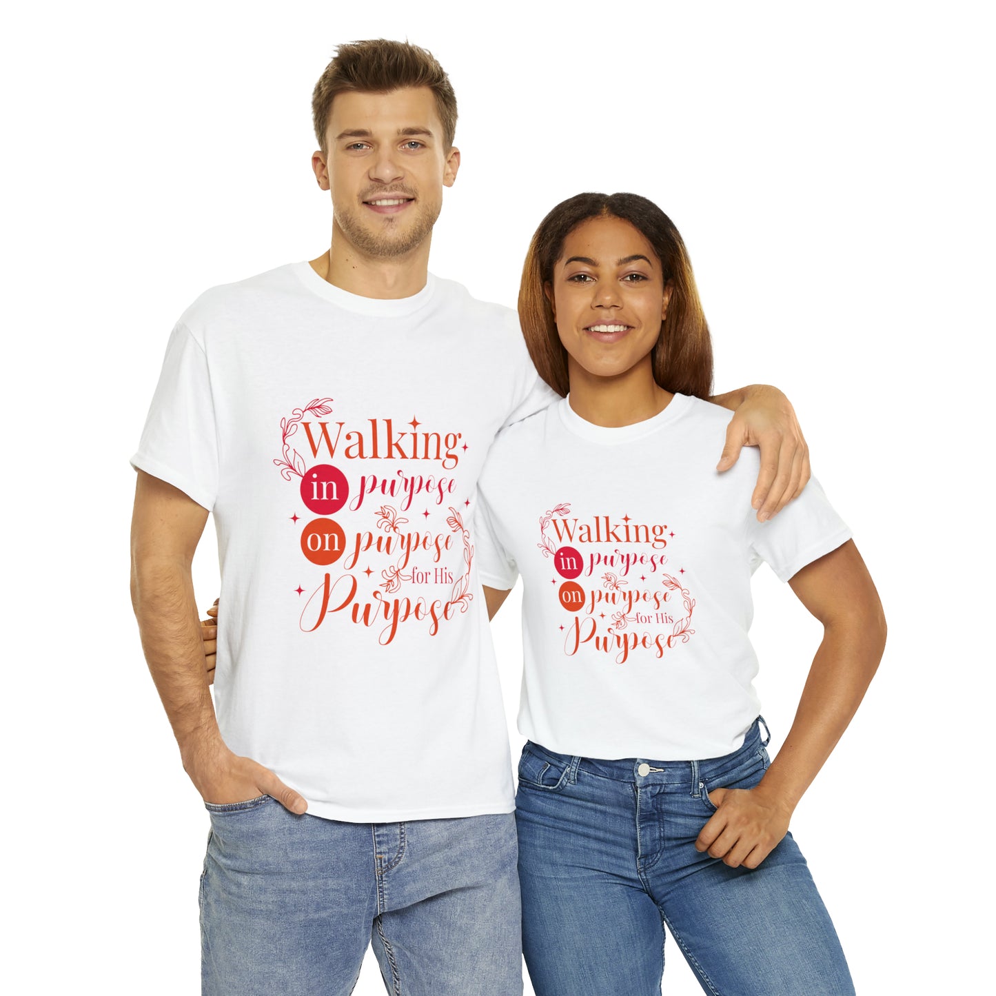 Walking In Purpose On Purpose For His Purpose Unisex Heavy Cotton Tee