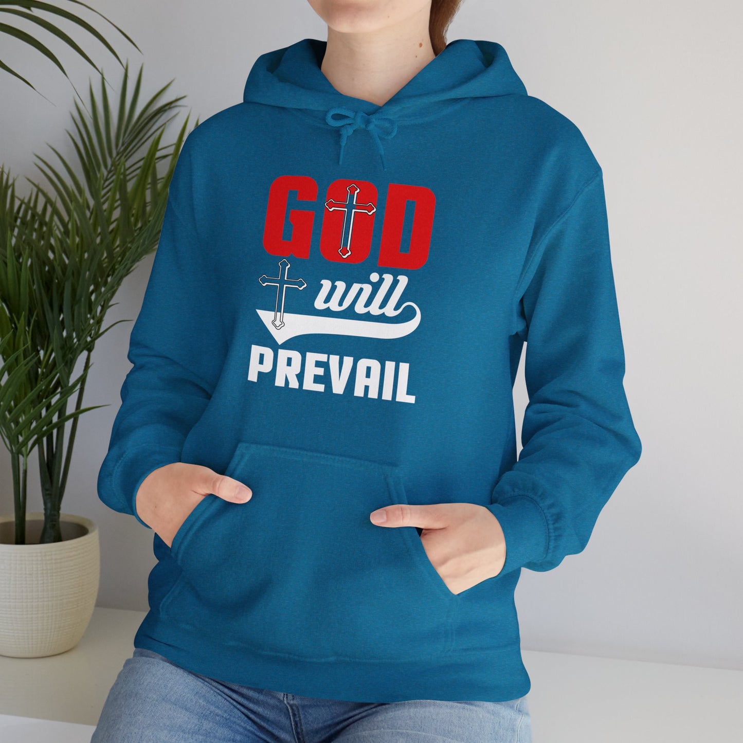 God Will Prevail Unisex Christian Hooded Pullover Sweatshirt