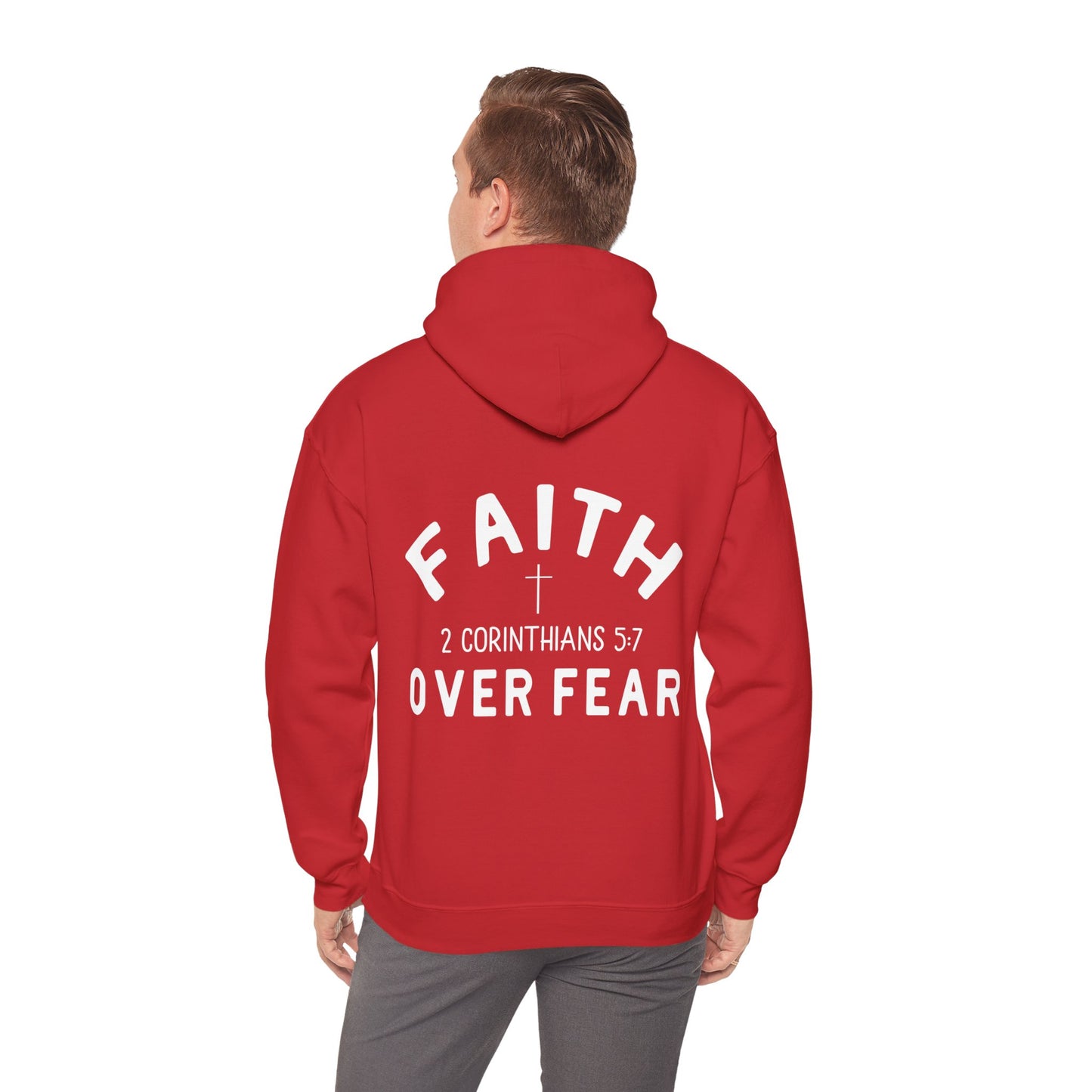 Faith Over Fear 3 Crosses  Unisex Christian Hooded Pullover Sweatshirt