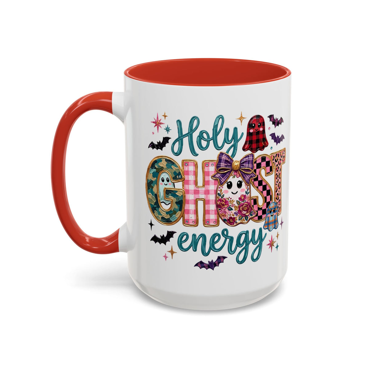 Accent Christian Coffee Mug — "Holy Ghost Energy" Halloween Cute Spooky Ceramic Mug (11/15oz)