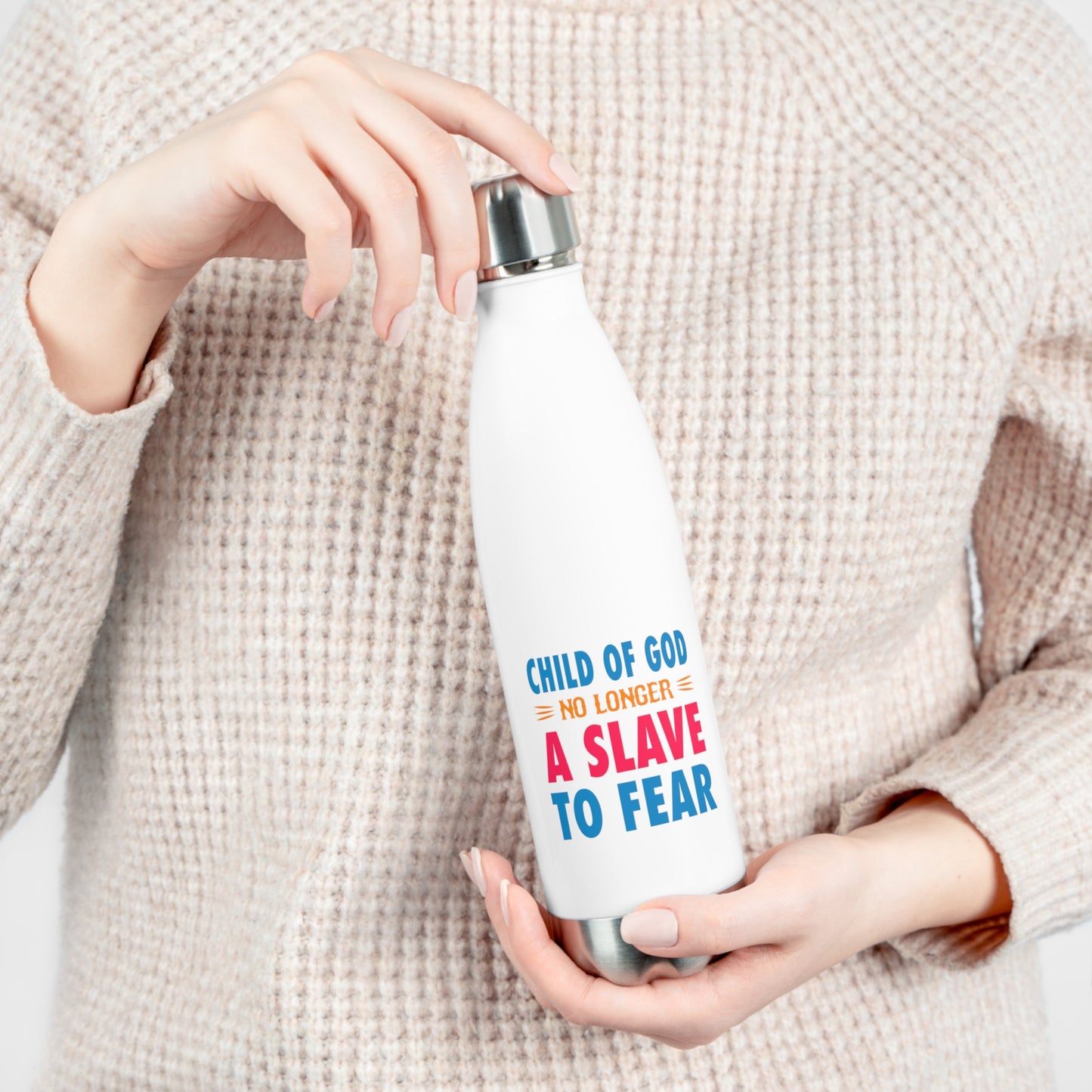 Child Of God No Longer A Slave To Fear (2) Insulated Bottle Printify