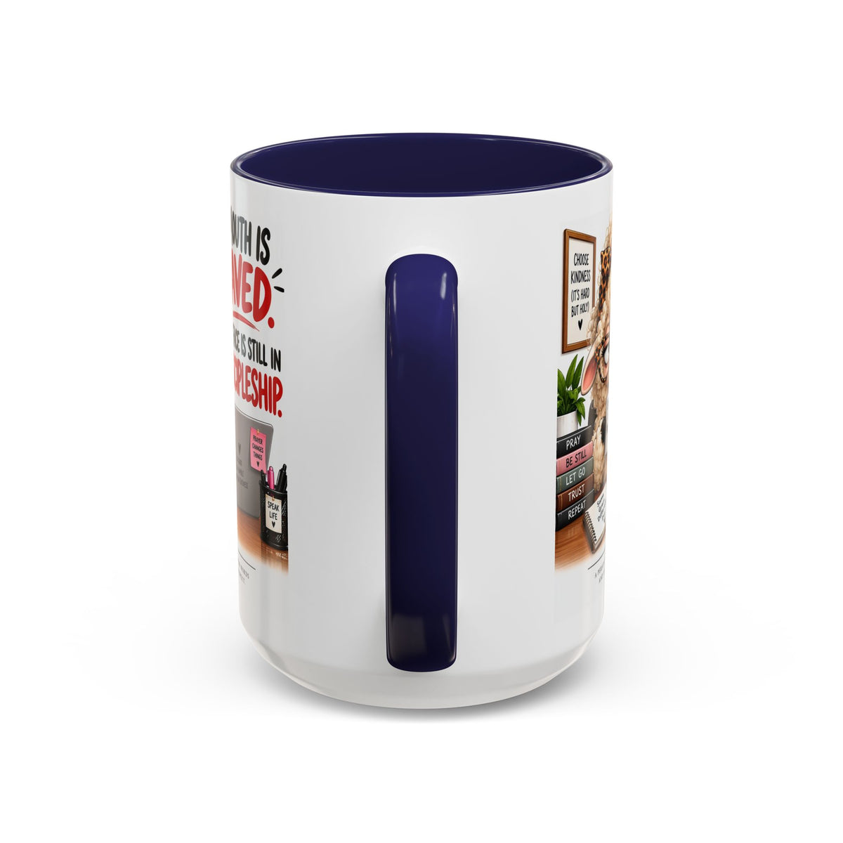Saved & Sassy Sheep Coffee Mug — "My Mouth Is Saved, My Face Is Still In Discipleship" Accent Mug