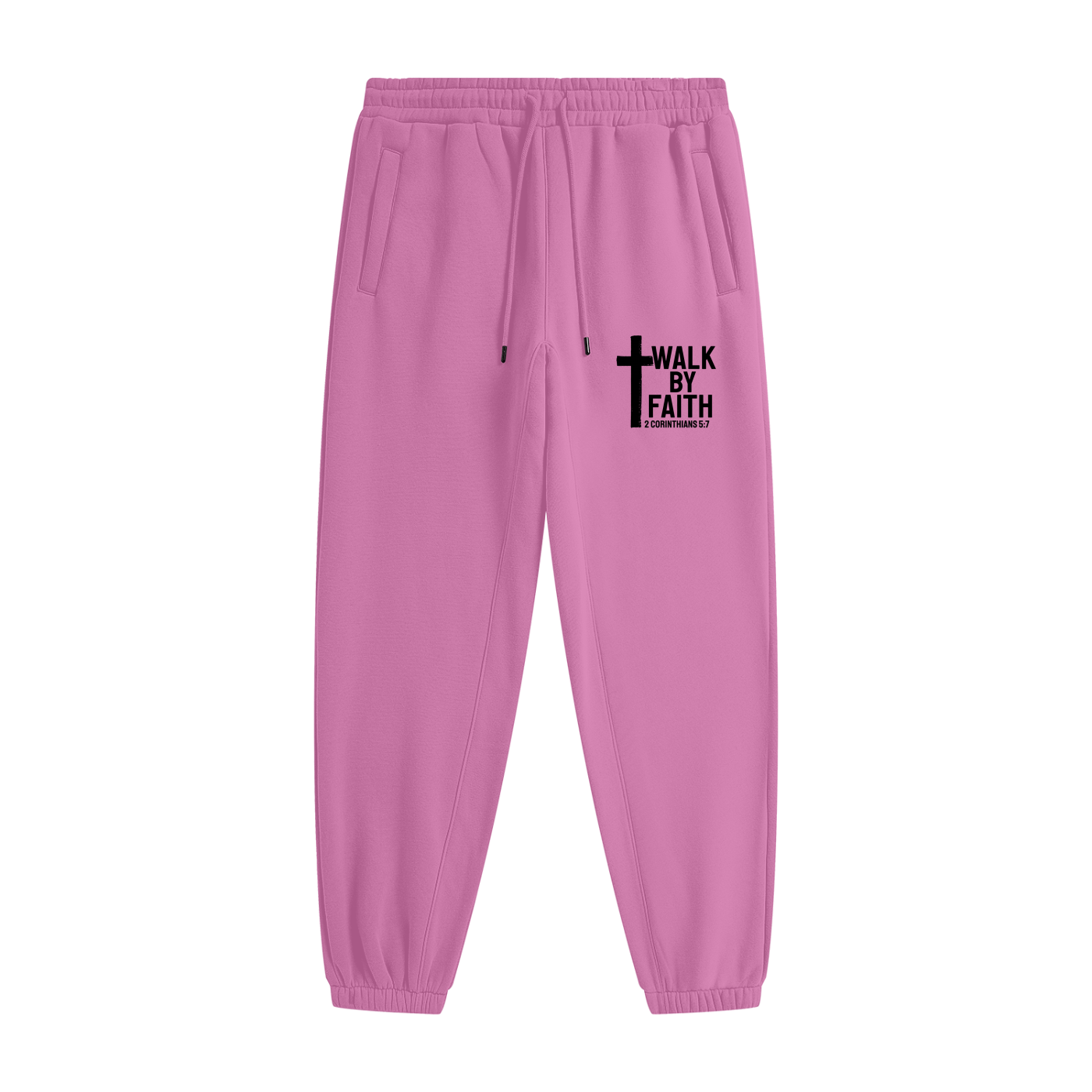 Walk By Faith Unisex (men women) Christian Heavyweight Fleece Sweatpants(Joggers) - ClaimedbyGodDesigns