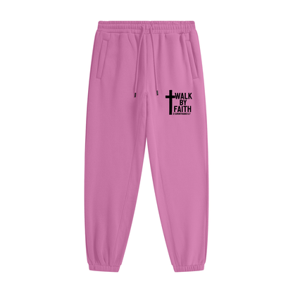 Walk By Faith Unisex (men women) Christian Heavyweight Fleece Sweatpants(Joggers) - ClaimedbyGodDesigns