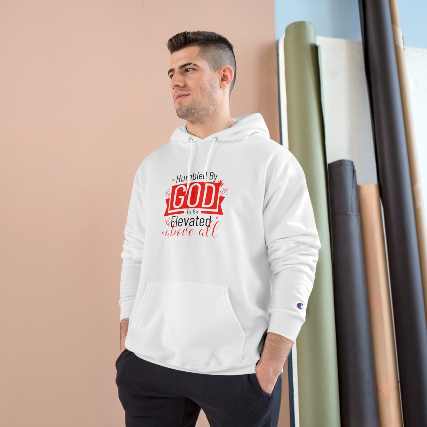 Humbled By God To Be Elevated Above All Unisex Champion Hoodie