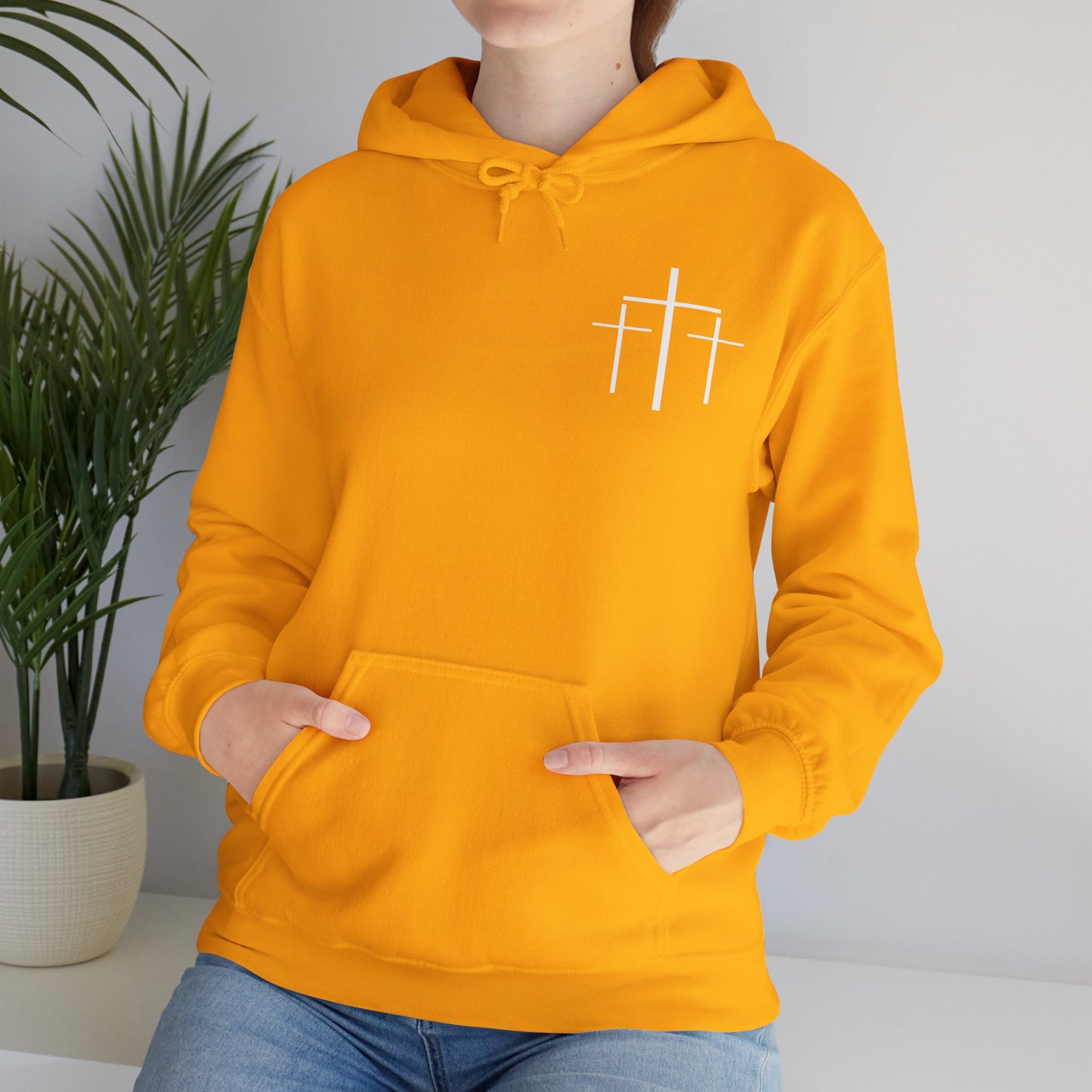 Faith Over Fear 3 Crosses  Unisex Christian Hooded Pullover Sweatshirt