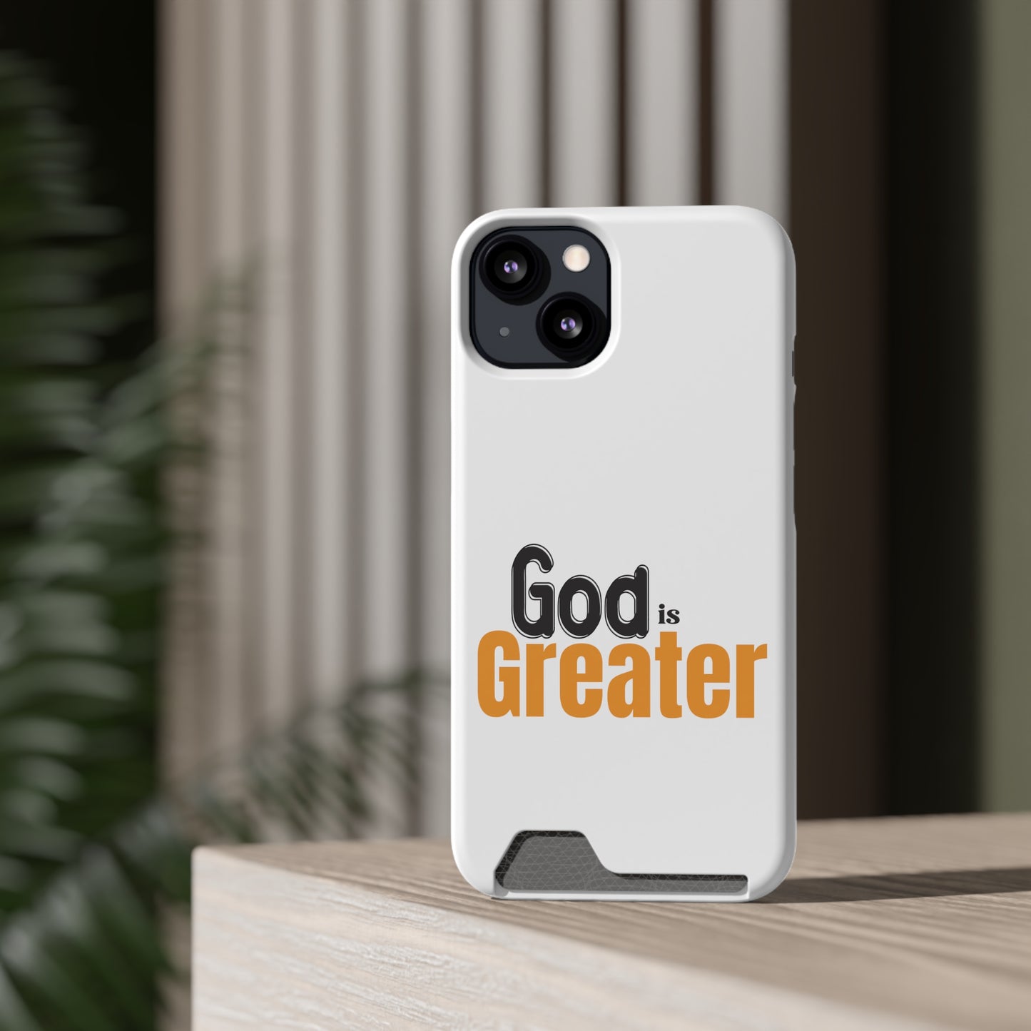 God Is Greater Christian Phone Case With Card Holder Printify