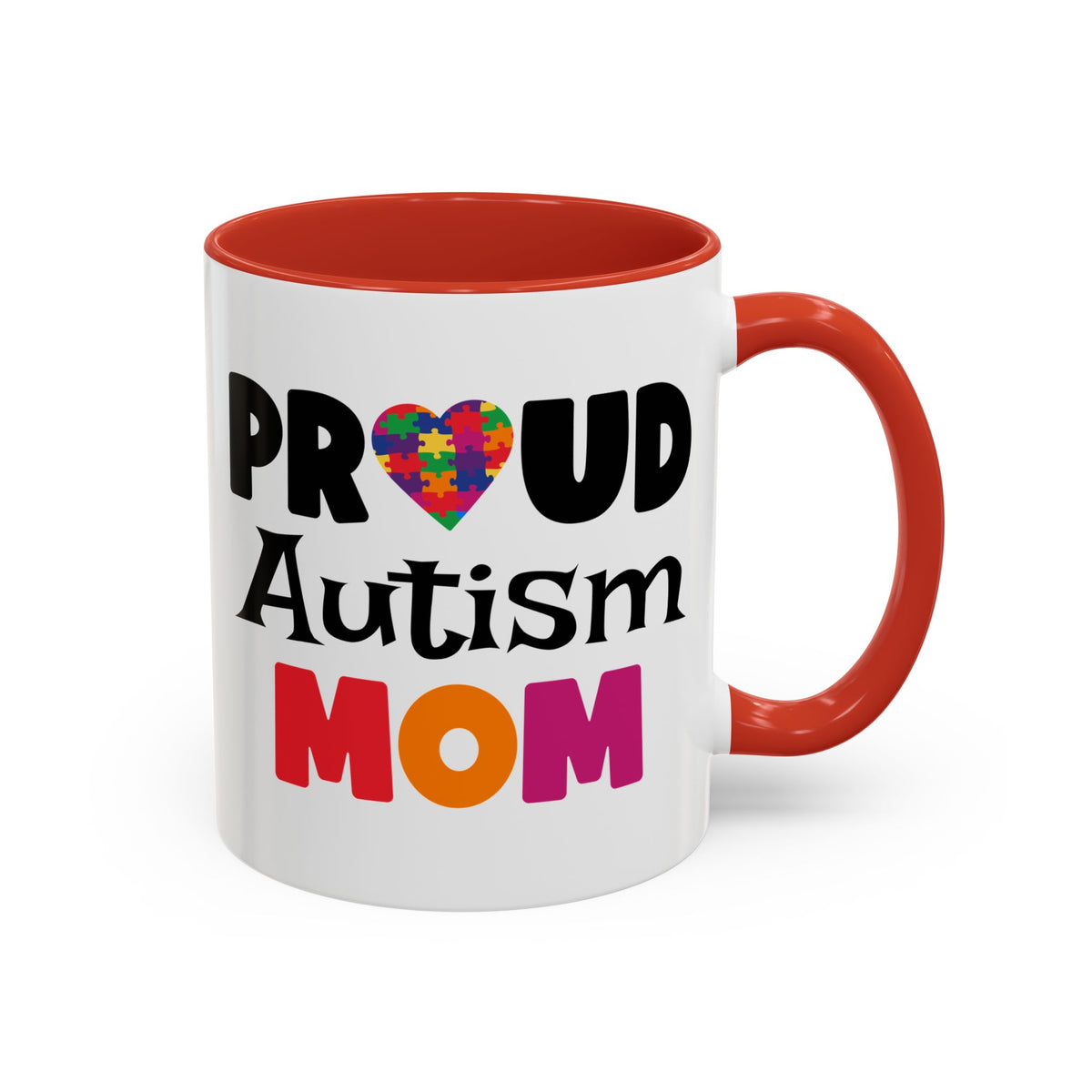 Proud Autism Mom Coffee Mug - Colorful Heart Design (11, 15oz)