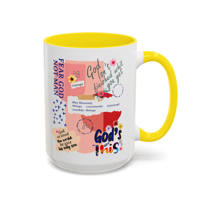 Inspirational Accent Coffee Mug - 11 & 15oz - Fear Him Not Man - Perfect Gift for Friends and Family